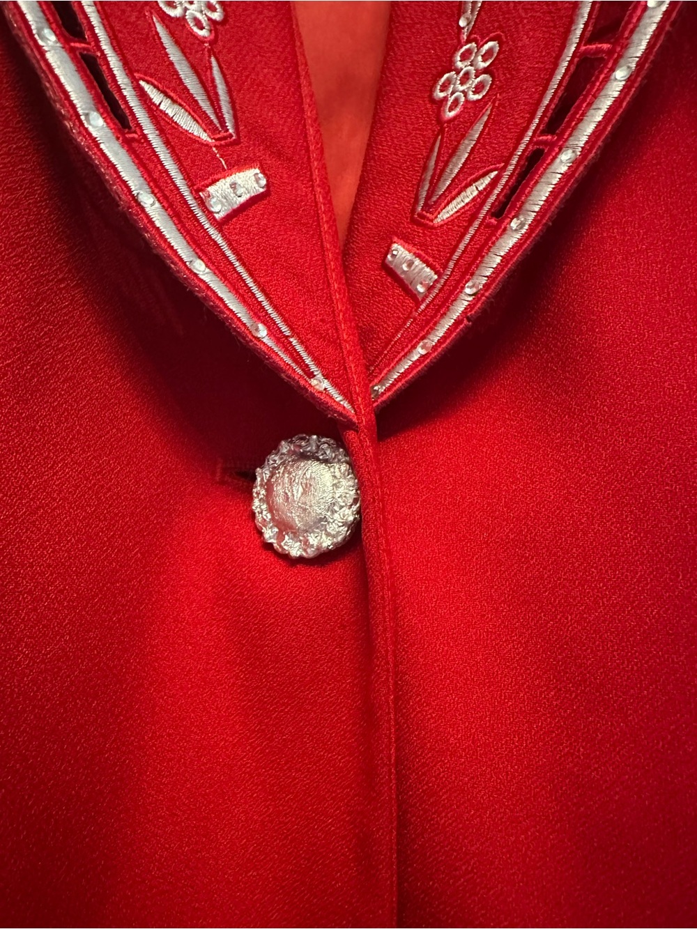 Vintage 90s/Y2K Era KB Red Embroidered/Cut-Out Blazer Jacket Size 18W - Picture 4 of 9